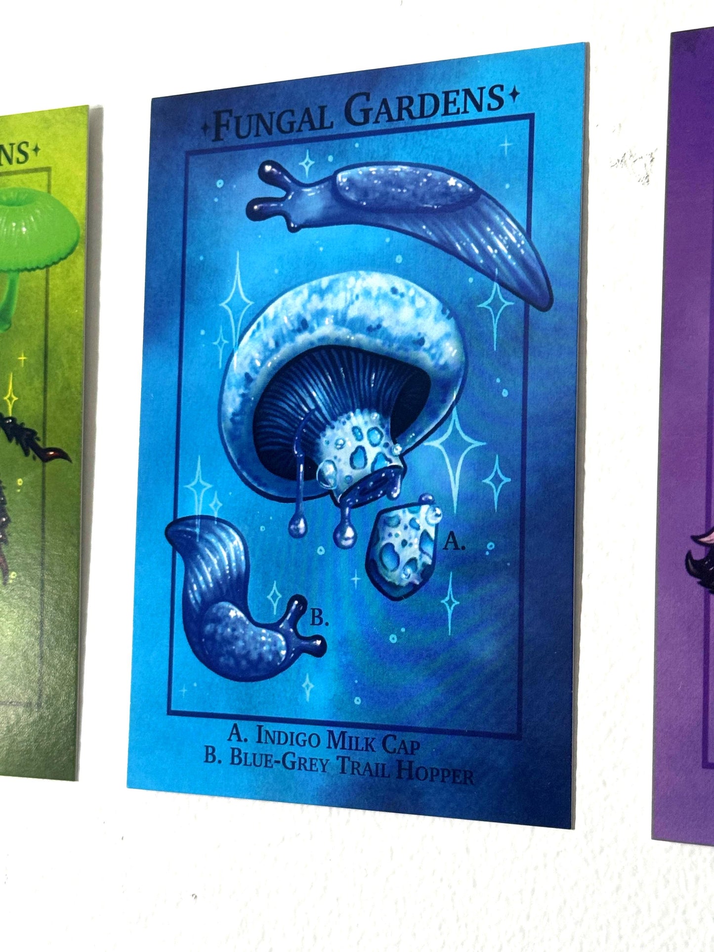 Mushroom Art Print - Fungal Gardens - Indigo Milk Cap