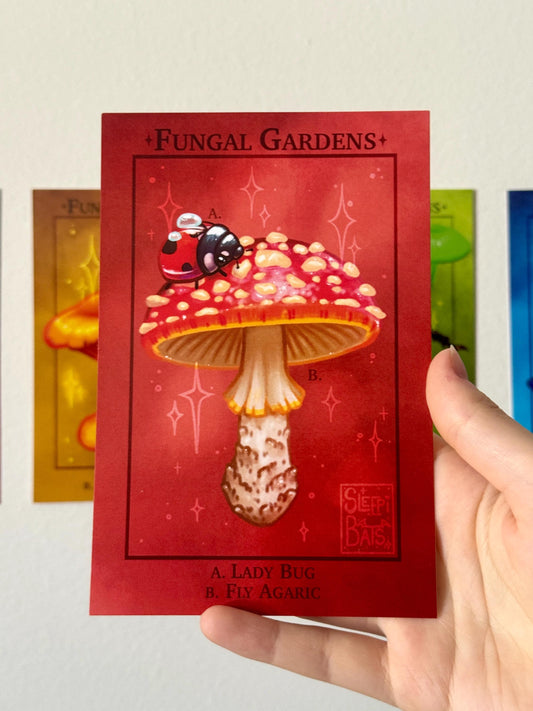 Mushroom Art Print - Fungal Gardens - Fly Agaric