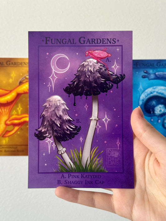 Mushroom Art Print - Fungal Gardens - Ink Cap