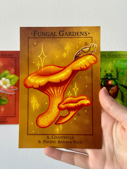Mushroom Art Print - Fungal Gardens - Chanterelle